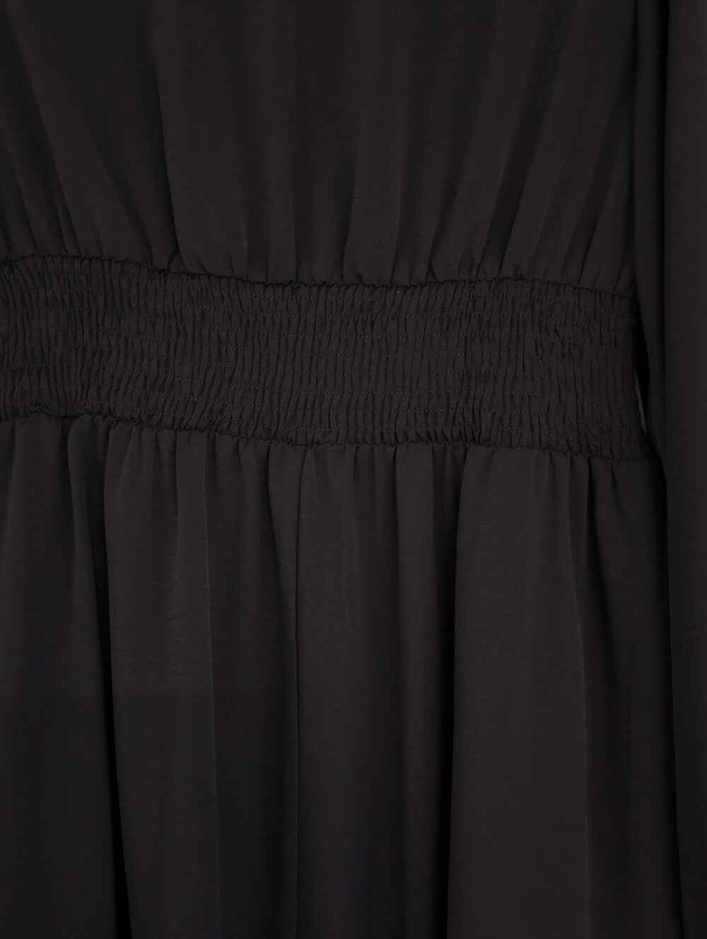 * NEW Chic Ruched Waist Lantern Sleeve Dress Black - Picture 9 of 12